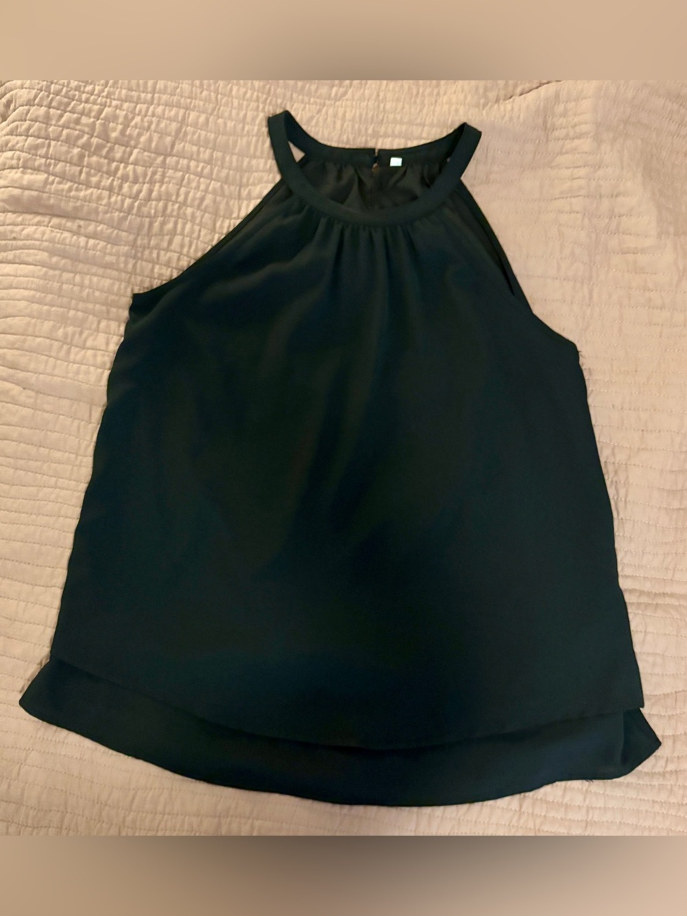 Black Lined Sleeveless Halter Neck Blouse Size Large
